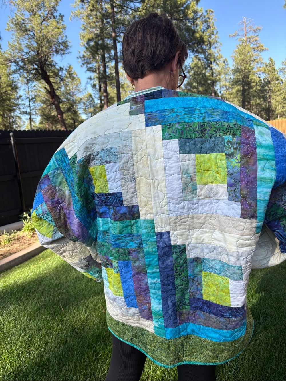 Quilted Patchwork Jacket - Green Multicolor - Picture 4 of 6
